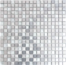Panel trasero mosaico aluminio vidrio mosaico plata MOS49-A309F_f