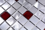 Muestra de mano mosaico azulejo aluminio translúcido aluminio vidrio mosaico Cristal plata rojo MOS49-O301F_m