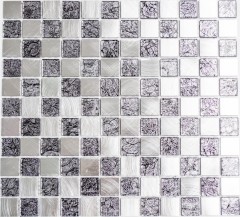 Mosaico de aluminio mosaico de vidrio damero negro antracita plata MOS49-0302