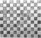 Mosaico de azulejos de aluminio mosaico de vidrio damero negro antracita plata MOS49-0302_8mm