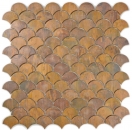 Mosaico de cobre azulejo ventilador marrón cocina splashback azulejo MOS49-1504