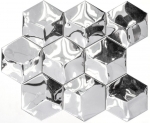 Acero inoxidable azulejo de mosaico de plata hexágono 3D brillante pared de la cocina MOS129-HXM10SG