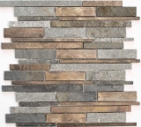 Mosaico de azulejos de piedra natural de cobre gris óxido compuesto barras de pared frente a la pared azulejos backsplash cocina - MOS47-XSK565