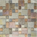 Mosaico de cobre azulejo gris óxido combinación cocina salpicaduras azulejo backsplash piedra MOS47-595