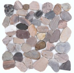 Azulejo río guijarro piedra guijarro corte beige gris rojo verde crema arena plato de ducha azulejo backsplash cocina - MOS30-0204