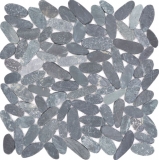 Río guijarro piedra guijarro corte negro gris oscuro antracita plato de ducha azulejo backsplash cocina - MOS30-IN24