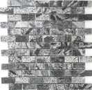 Cuarcita piedra natural mosaico de ladrillo gris plata antracita pulido pared piso ducha azulejo backsplash cuarto de baño - MOS28-0202_C