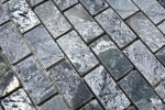 Muestra de mano mosaico azulejo cuarcita piedra natural ladrillo gris plata pulido MOS28-0202_C_m