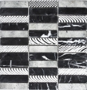 Mármol azulejo de mosaico de piedra natural rectángulo tallado tira de plata negro backsplash - MOS40-STN89