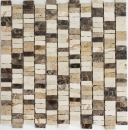 Mármol mosaico de azulejos de piedra natural palillos beige crema marrón oscuro backsplash cocina - MOSSopo-M10-VH21