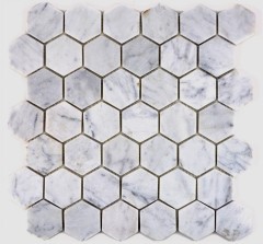 Mármol azulejo de mosaico de piedra natural hexágono blanco antracita Carrara mirada backsplash azulejo de la pared - MOS44-0103