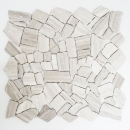 Mosaico de mármol de cantera de piedra natural poligonal gris rayas gris claro plata azulejo backsplash pared backsplash cocina - MOS44-0202