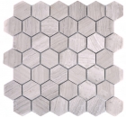 Mármol mosaico de azulejos de piedra natural hexágono gris claro crema rayas ducha pared piso azulejo backsplash - MOS44-1205