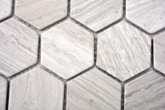 Muestra de mano mosaico azulejo mármol piedra natural hexágono mármol gris rayas MOS44-1205_m