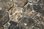 Muestra de mano mosaico azulejo mármol piedra natural Hexágono Impala marrón flameado MOS42-1313_m