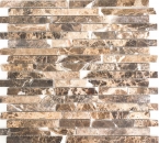 Mosaico de mármol de piedra natural de ladrillo compuesto barras Impala marrón oscuro pulido brillante azulejo backsplash baño - MOS40-1306
