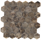 Mosaico de mármol piedra natural Hexágono Impala marrón pulido MOS42-1311_f