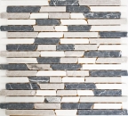 Mosaico de mármol de piedra natural beige gris negro Ladrillo compuesto barras de azulejos backsplash revestimiento de paredes cuarto de baño - MOS40-0204