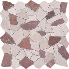 Mosaico de mármol de cantera de piedra natural de color rojo beige poligonal Rosso Verona salpicaduras de azulejos backsplash pared de la cocina - MOS44-1002