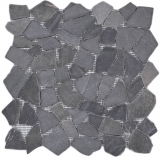 Mosaico de mármol de cantera de piedra natural gris antracita poligonal azulejo backsplash pared de la cocina cuarto de baño - MOS44-30-120
