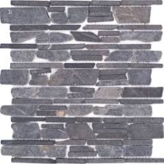 Mosaico de mármol de piedra natural gris antracita ladrillo mosaico de azulejos de ladrillo de bonos backsplash revestimiento de paredes - MOS40-0210