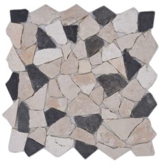 Mosaico de mármol de cantera de piedra natural beige crema negro antracita azulejo poligonal backsplash azulejo de la cocina - MOS44-30-110