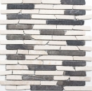 Mosaico de mármol de piedra natural de color beige claro crema negro antracita Ladrillo compuesto de piedra azulejos backsplash cocina - MOS40-0115