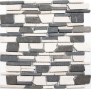 Mosaico de mármol piedra natural beige negro ladrillo mosaico BianconeJava MOS40-0205_f