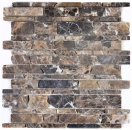 Mosaico de mármol de piedra natural de color beige ladrillo marrón oscuro mosaico de ladrillo de bonos Castanao azulejos backsplash baño - MOS40-13-285