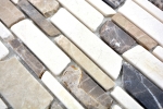 Muestra de mano mosaico azulejo mármol piedra natural beige marrón ladrillo mosaico Castanao Biancone MOS40-12-295_m