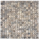 Mármol azulejo de mosaico de piedra natural de color beige claro mezcla de marrón oscuro mini azulejo cuadrado backsplash pared revestimiento de baño - MOS38-1313