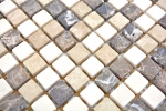 Muestra de mano mosaico azulejo mármol piedra natural beige marrón Castanao Biancone MOS38-1213_m
