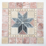 Rossone travertino piedra natural beige rojo teracotta negro decoración azulejo backsplash pared paneles cocina - MOSRos-74034
