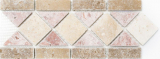 Frontera frontera travertino piedra natural beige crema rojo teracotta marrón frontera decoración aspecto antiguo pared cocina cuarto de baño - MOSBOR-60204