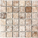 Travertino mosaico azulejos terraza pared suelo piedra natural medio nogal marrón backsplash pared azulejo cocina azulejo ladrillo cara vista - MOS43-44048