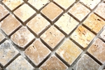 Muestra de mano mosaico azulejo travertino piedra natural beige marrón travertino tumbled MOS43-46380_m
