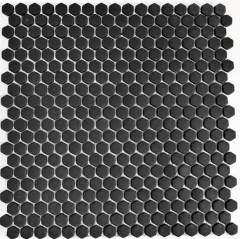Mosaico de vidrio Revestimiento de pared sostenible Azulejo Reciclaje Hexágono Esmalte antracita negro mate MOS140-HX11B