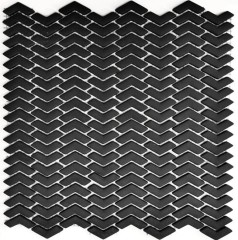 Mosaico de vidrio sostenible pared revestimiento azulejo backsplash reciclado espiga esmalte negro mate MOS140-HB31B