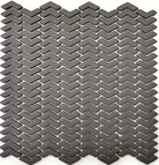 Mosaico de vidrio sostenible pared revestimiento azulejo backsplash reciclado espiga esmalte gris-marrón mate MOS140-HB35G