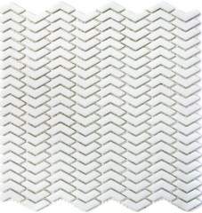 Mosaico de vidrio sostenible pared revestimiento azulejo backsplash reciclado espiga esmalte blanco mate MOS140-HB37W