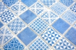 Muestra de mano retro vintage mosaico azulejo ECO reciclado VIDRIO ECO azul patchwork MOS145-P-40_m
