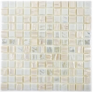 Mosaico de vidrio sostenible revestimiento de pared reciclado blanco metálico 3D MOS355-11