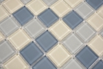Muestra de mano mosaico azulejo Mosaico de vidrio translúcido Cristal blanco metálico plata metálico gris MOS63-0122_m