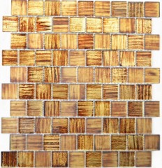 Mosaico de vidrio azulejos de mosaico de vidrio esmerilado oro amarillo marrón claro mate esmerilado MOS68-CF45