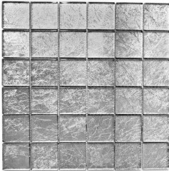 Mosaico de la pared posterior de vidrio mosaico estructura de plata MOS123-8SB26_f