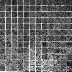 Mosaico de vidrio mosaico azulejo espejo plata antracita negro estructura metal look MOS63-CM-4BL12