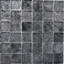 Mosaico de pared posterior de vidrio mosaico negro estructura MOS126-8BL27_f