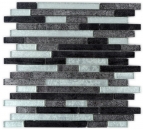 Mosaico de azulejos varillas de mosaico de vidrio gris plata negro estructura de metal mirada MOS86-1703