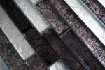 Muestra de mano mosaico azulejo translúcido negro compuesto mosaico de vidrio Cristal plata negro estructura MOS86-1703_m