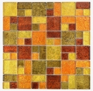 Mosaico de pared trasera de vidrio mosaico de oro naranja estructura MOS88-07814_f